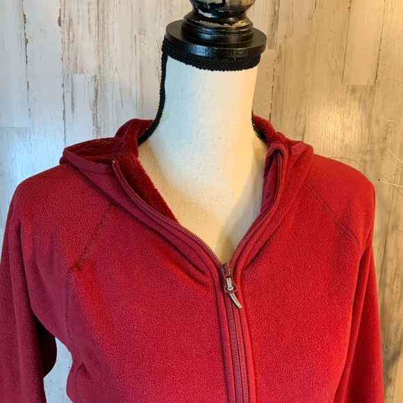 Outdoor Research zip up fleece hoodie jacket in red, size small - Picture 3 of 6